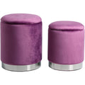 Set of 2 Velvet Storage Ottomans with Metal Base Lavender