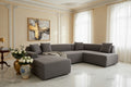 Light Gray Waterproof Fleece-Effect Fabric Corner Sofa Cover with Chaise Longue for Four-Seater Sofa