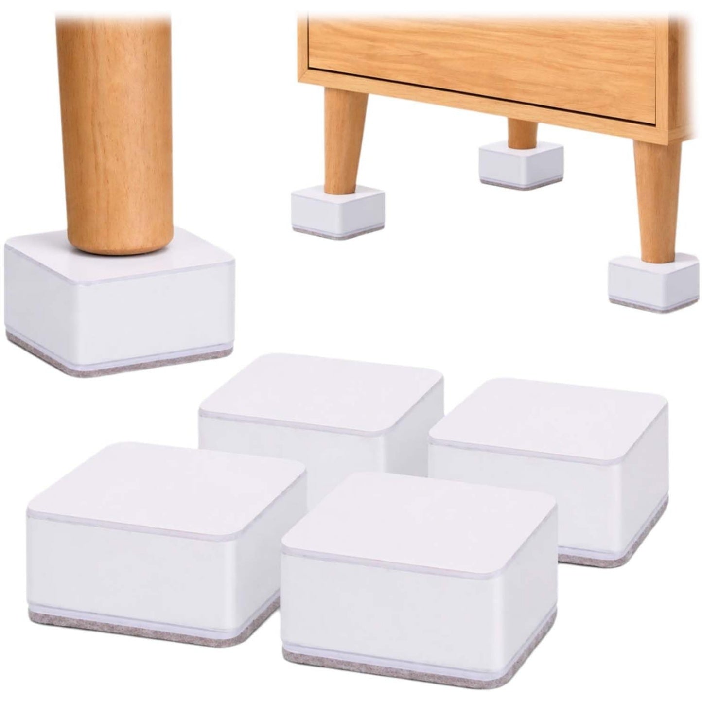Set of 4 self-adhesive furniture risers, 3 cm high, white