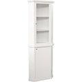 White Matte Classic Style Wooden Corner Display Cabinet