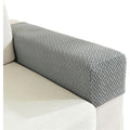 Set of 2 Anti-slip Jacquard Stretch Armrest Covers for Sofas, Armchairs and Chairs Grey