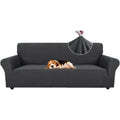 Stretch Sofa Protector for Four-Seater with Non-Slip Armrests and Washable Grey Fabric