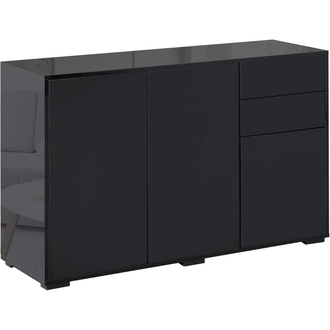 Multi-purpose Cabinet with 2 Drawers and 2 Doors Black