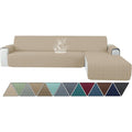 Waterproof Cover for Two-Seater Corner Sofa with Reversible Chaise Longue Beige for Right or Left Peninsula