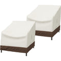 Set of 2 Beige and Tan Waterproof Lounge Chair Covers